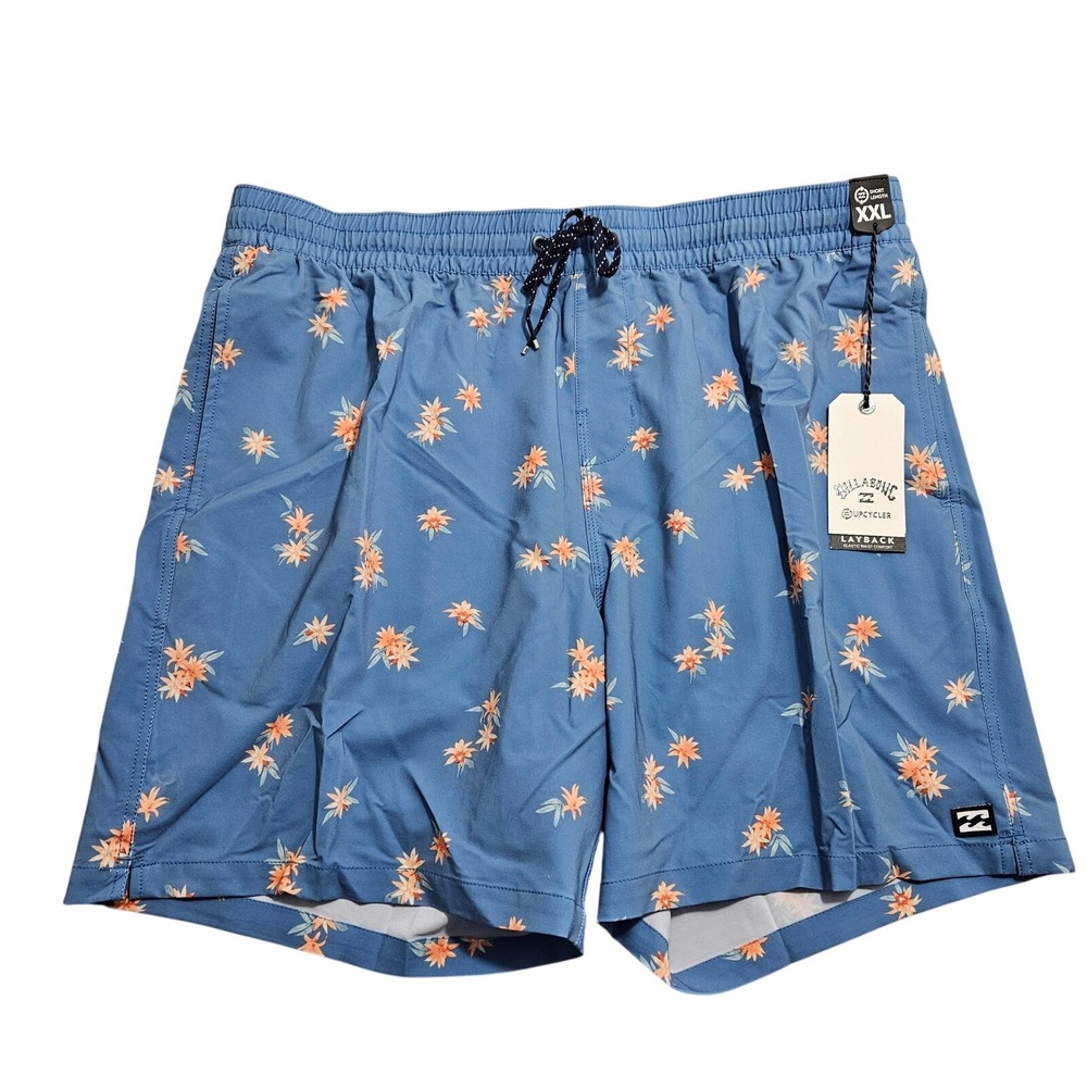 Billabong Sundays Layback Board Short Mens XXL Blue Floral Swim Trunks 24A251505